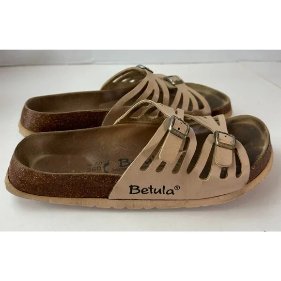 Birkenstock Betula Granada Slides Strappy Sandals Khaki Tan Peach US Size 9 - Picture 8 of 16